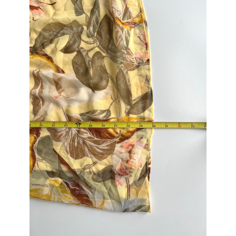WHBM Womens Size 8 Slip Mini Dress Yellow Green Floral Leaf Tropical Boho Resort - Picture 13 of 13